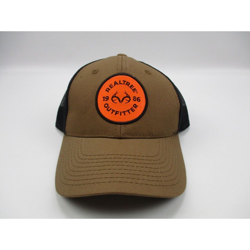 Realtree 1986 Outfitter Brown / Black Snapback Meshback Trucker Hat Cap NEW